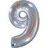 Number 9 Glitter Holographic Silver 26inc 