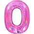 Number 0 Glitter Holographic Fuxia 40inc 