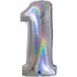 Number 1 Glitter Holographic Silver 40inc 