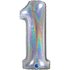 Number 1 Glitter Holographic Silver 26inc 