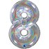 Number 8 Glitter Holographic Silver 26inc 