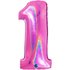 Number 1 Glitter Holographic Fuxia 40inc 