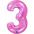Number 3 Glitter Holographic Fuxia 40inc 