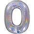 Number 0 Glitter Holographic Silver 40inc 