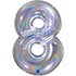 Number 8 Glitter Holographic Silver 40inc 