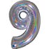 Number 9 Glitter Holographic Silver 40inc 